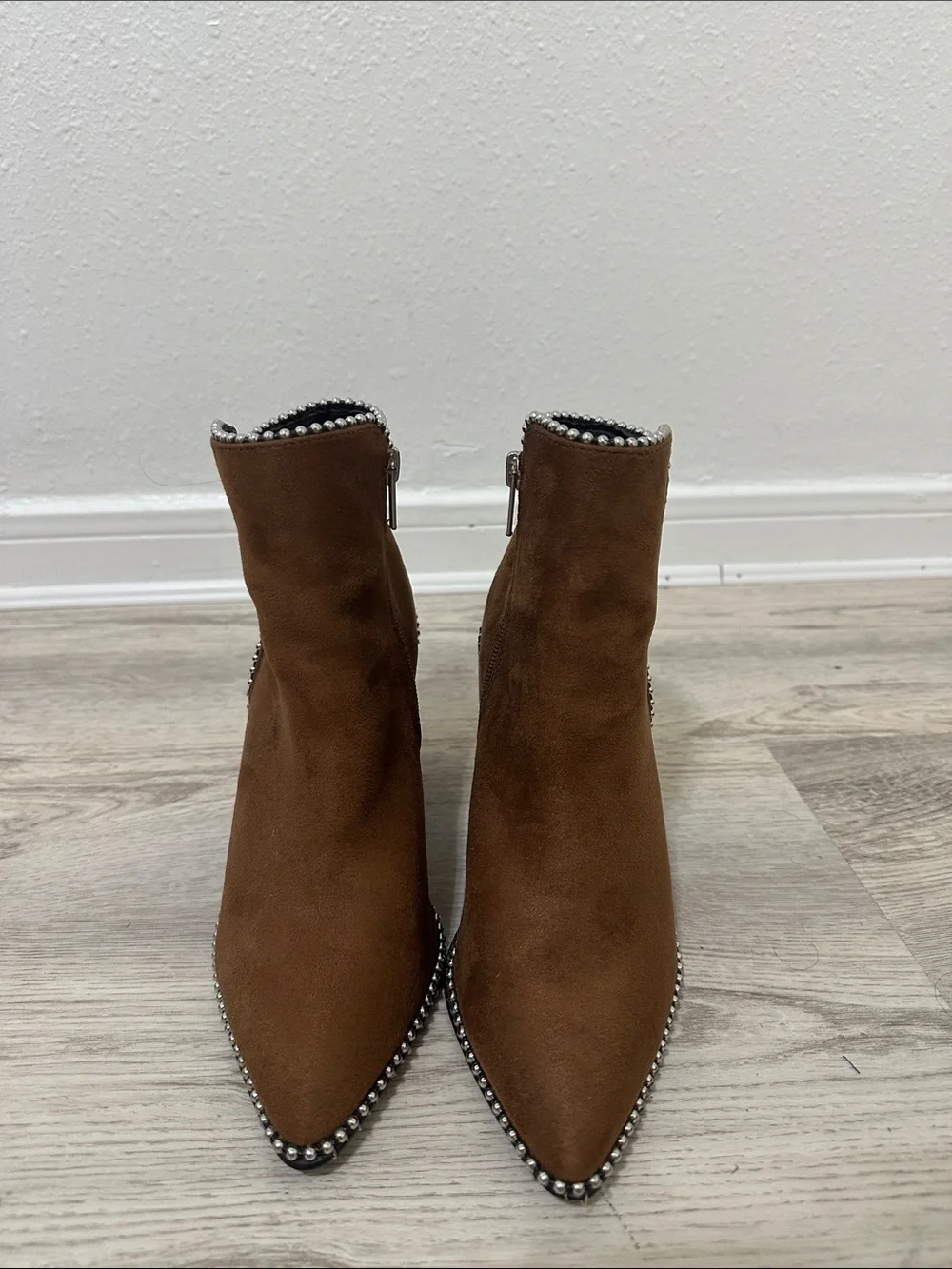 Women's Brown Suede Pointed Toe Ankle Boots